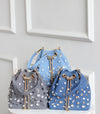 Stone-Embellished Bucket Bags